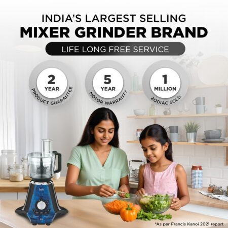 Preethi Zodiac 2.0 Mixer Grinder 1000 Watt Black/Blue - Image 2