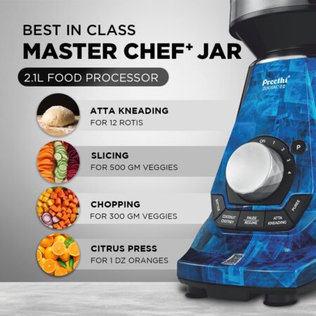 Preethi Zodiac 2.0 Mixer Grinder 1000 Watt Black/Blue - Image 4