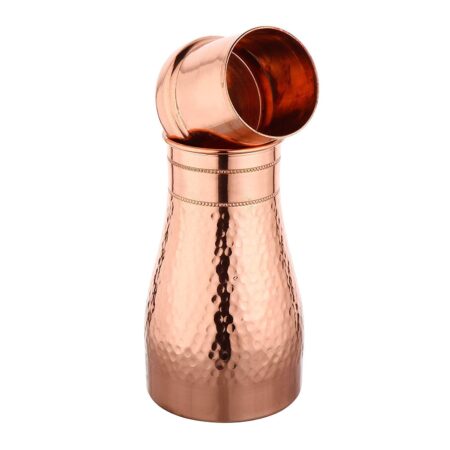 Pure Copper Designer Copper Water Bottle with Lid 1250 ML (Hammered) - Image 4