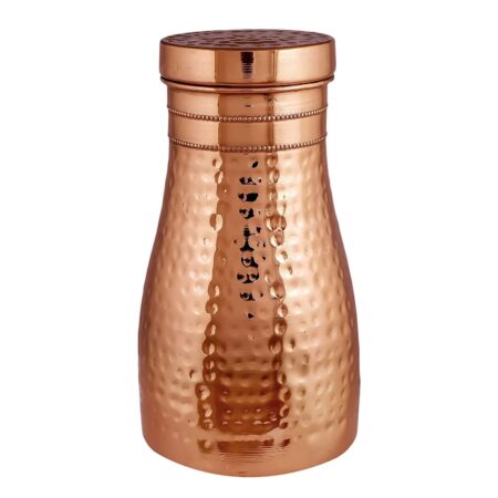 Pure Copper Designer Copper Water Bottle with Lid 1250 ML (Hammered) - Image 6