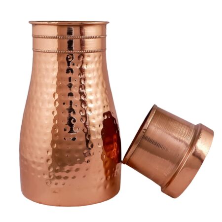 Pure Copper Designer Copper Water Bottle with Lid 1250 ML (Hammered)