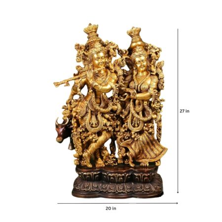 Radha Krishna Idol with Flute and Cow | 27" Inches | 40 Kg - Image 2
