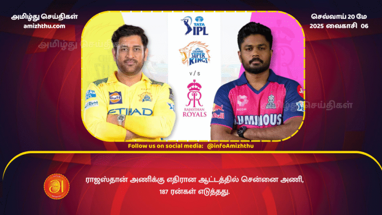 20MAY2025 - Chennai scored 187 runs in the match against Rajasthan