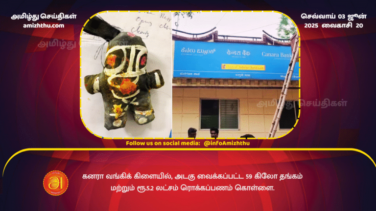 03JUNE2025 - 59 kg of gold and Rs. 5.2 lakh cash stolen from a Canara Bank branch