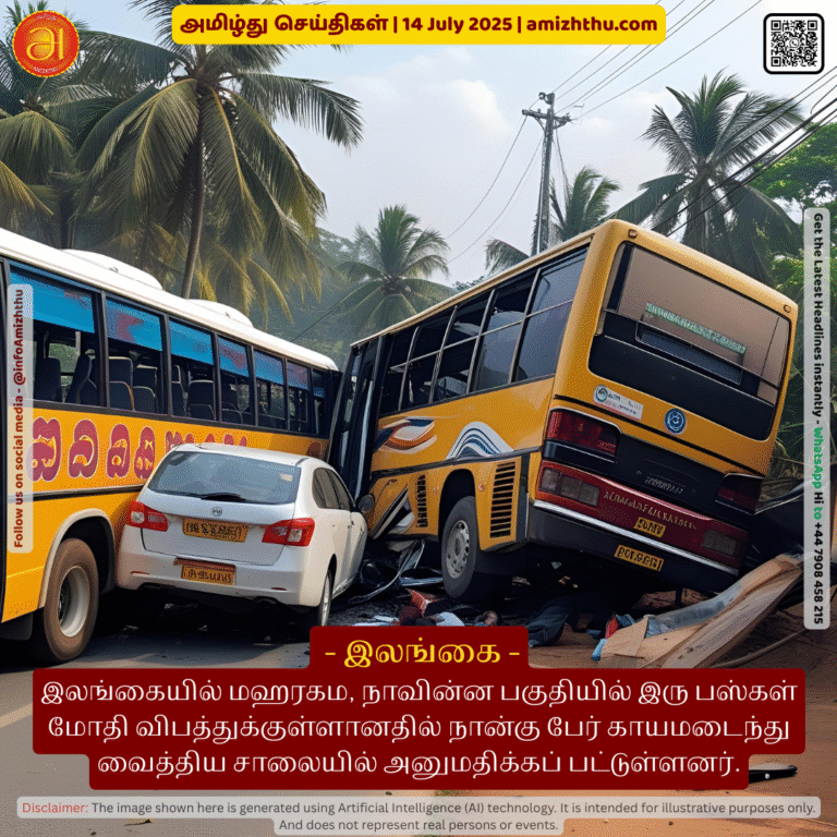 14-july-2025 - Four people have been injured and admitted to hospital after two buses collided in the Maharagama, Navinna area of Sri Lanka
