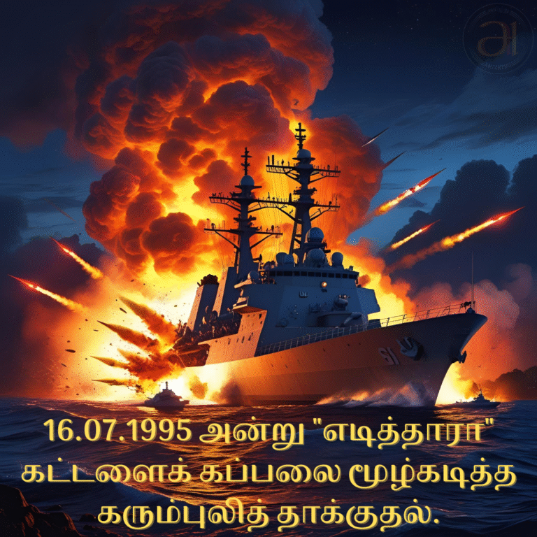 16.07.1995 அன்று எடித்தாரா கட்டளைக் கப்பலை மூழ்கடித்த கரும்புலித் தாக்குதல்.