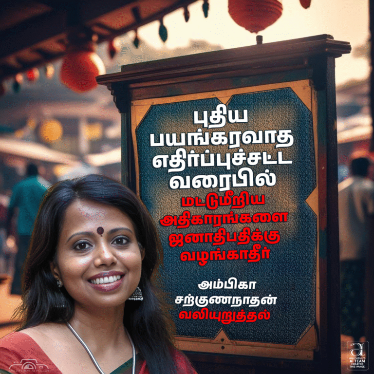 30 July 2025 Amizhthu - Ambika Sargunathan urges not to grant excessive powers to the President in the new Anti-Terrorism Bill