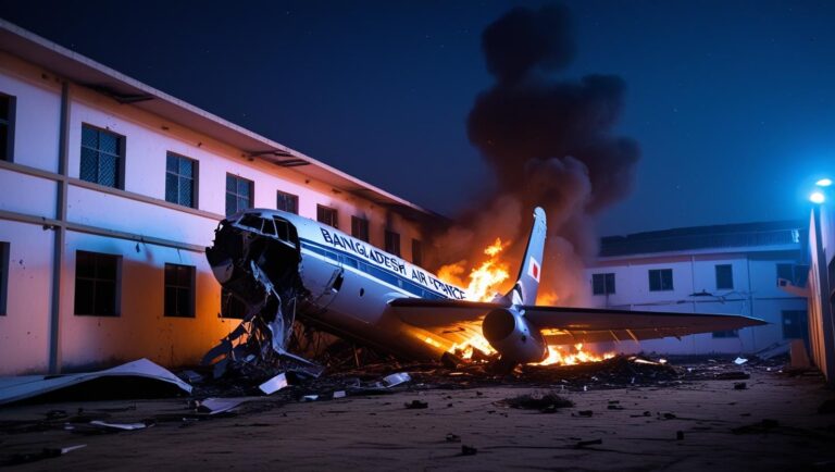 Bangladesh Airforce crushed on school campus
