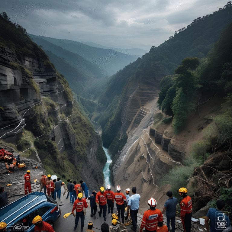 09 August 2025 Amizhthu - Six people were killed when a car fell into a 500-meter gorge in the state of Himachal Pradesh, India
