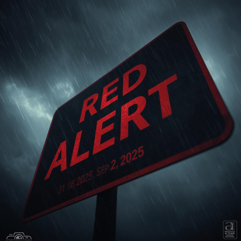 31 AUGUST 2025 - The Meteorological Department has issued a red alert for extremely heavy rainfall in 6 districts of Himachal Pradesh from today until September 2